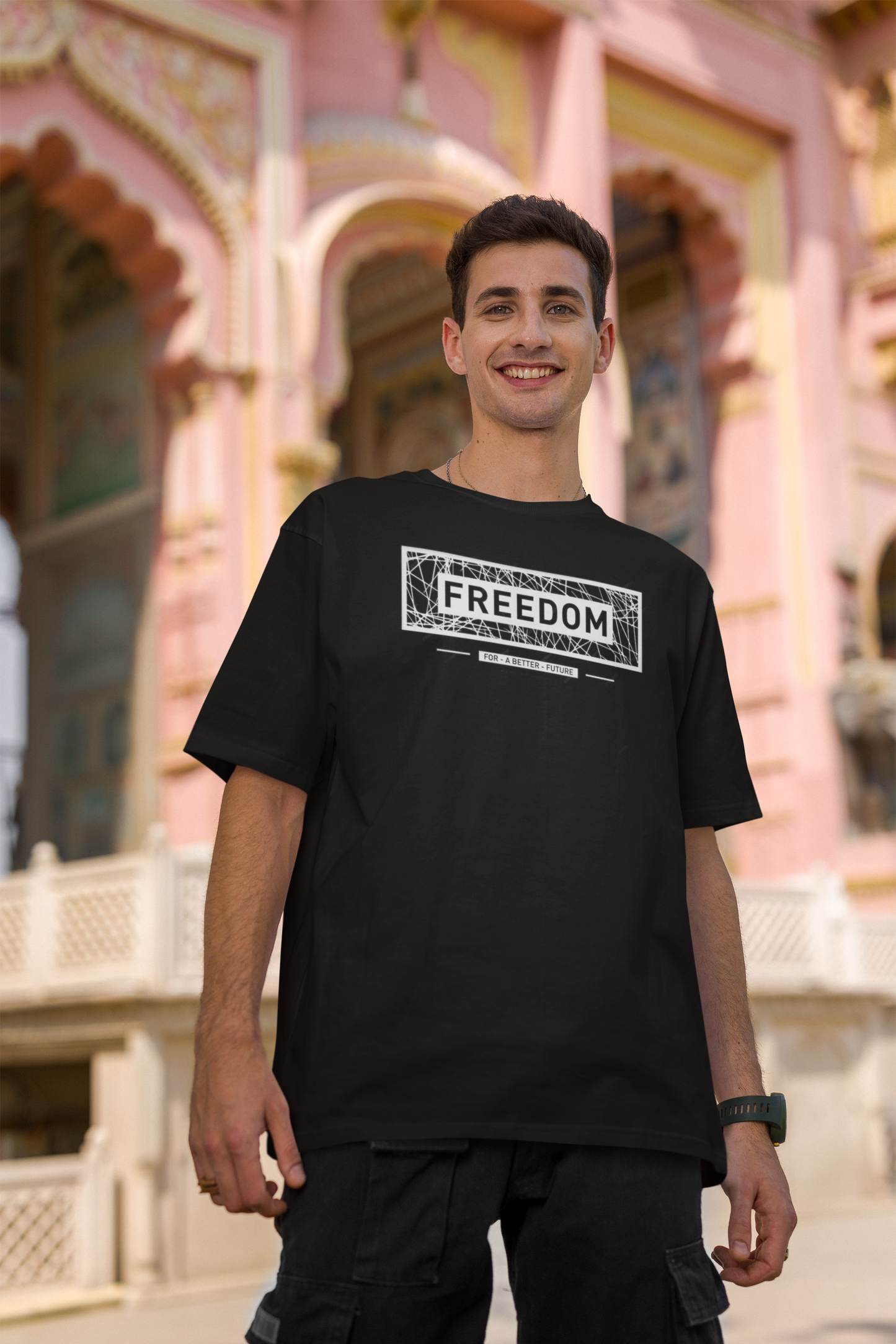 Printed Oversized T Shirts For Men - Black