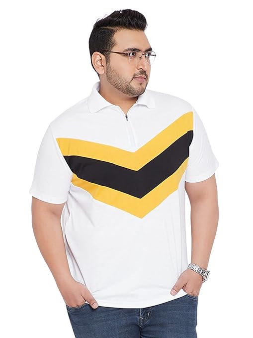 Plus Size White Polo T-Shirt for Men