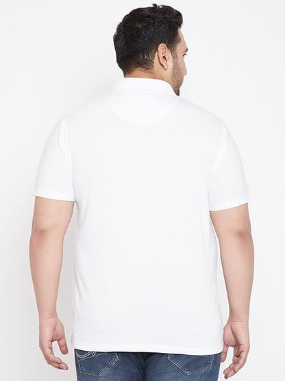 Plus Size White Polo T-Shirt for Men