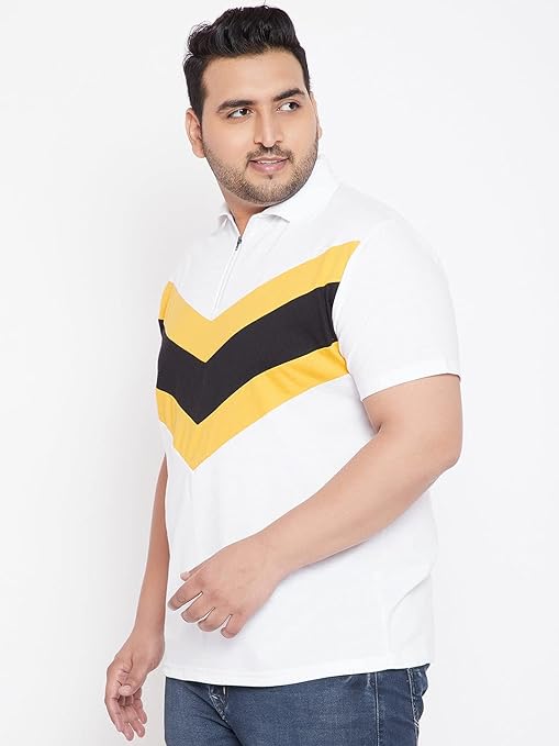 Plus Size White Polo T-Shirt for Men