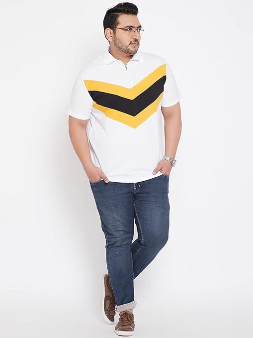 Plus Size White Polo T-Shirt for Men