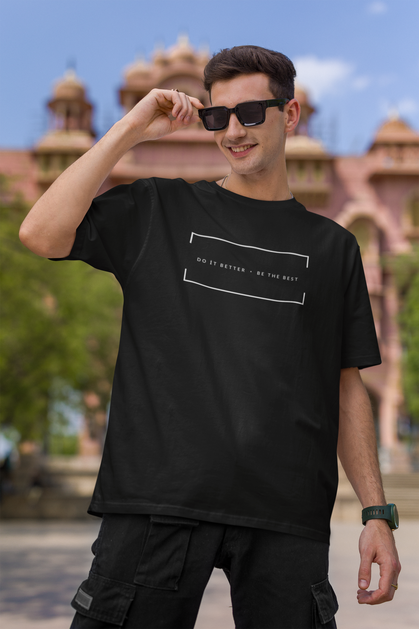 Printed Oversized T Shirts For Men - Black